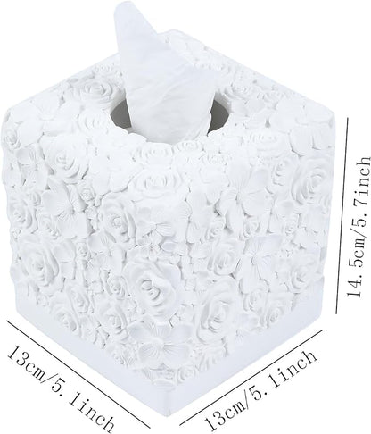 Hymmah Modern Square Tissue Box Cover Holder,Bathroom Accessories Decor Unique Design Tissue Box Cover for Bathroom Vanity Counter Tops Also Great for Bedrooms and Living Rooms