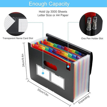 Expanding File Organisers, A4 Plastic folders File Organizer with 24 Pockets Accordion Document Organiser for Home Office School