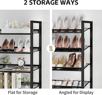 Shoe Rack, 10-Tier Metal Shoe Organizer, Tall Shoe Rack for Closet,entryway,Garage, with Adjustable Flat or Angled Shelves, 42-50 Pairs,Shoes that can accommodate The Whole Family.