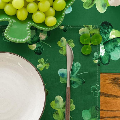 Artoid Mode Green Lucky Shamrock St. Patrick's Day Placemats Set of 4, 12x18 Inch Seasonal Spring Table Mats for Party Kitchen Dining Decoration