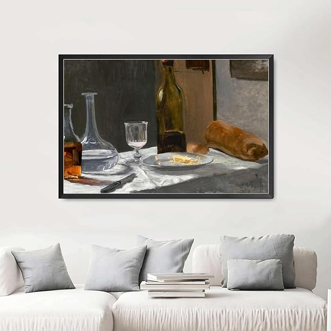 SENLYCH Wall Art Canvas Print Vintage Bar Cart Wall Art Bar Cart Decor Kitchen Wall Art Moody Wall Art Bedroom and Kitchen Office Wall Decoration 8x12inch Metal Frame