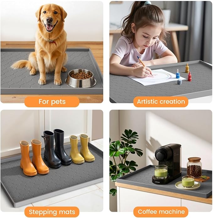 Jin&Bao Waterproof Under Sink Mat 40" x 19", Thick Silicone Mat Cabinet Protector for Kitchen and Bathroom, Shelf Liner, Home Organizer and Storage, Multipurpose Tray for Gadgets and Essentials