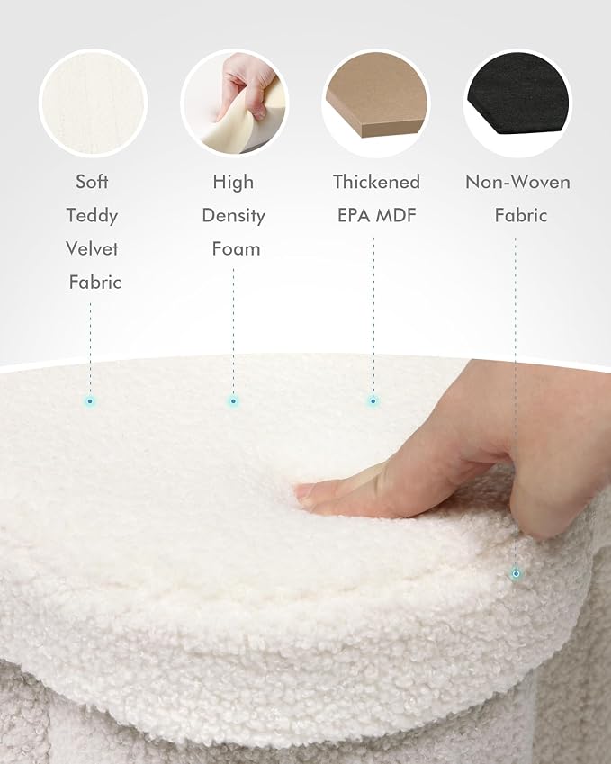 B FSOBEIIALEO Storage Ottoman Cube, Heart Shaped Ottomans with Storage Foot Stool Footrest for Lving Room, Boucle Ottoman Seat for Dorm Room,Faux Teddy Fur, White 15"x15"x15"