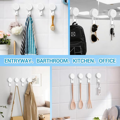 LUXEAR Heavy Duty Waterproof Shower Hooks 2 Pack - Suction Hook, No Drill Damage-Free Removable Reusable Wall Hooks for Bathroom Kitchen Towel Bathrobe Loofah Shower Hooks (Max Load 11LB/5KG)