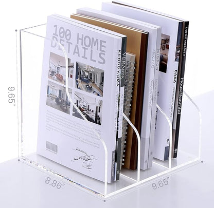 Desk File Organizer, Acrylic Magazine File Holder with 3 Vertical Compartments Rack File Sorter for Office Home Classroom Desk Organization, Clear…