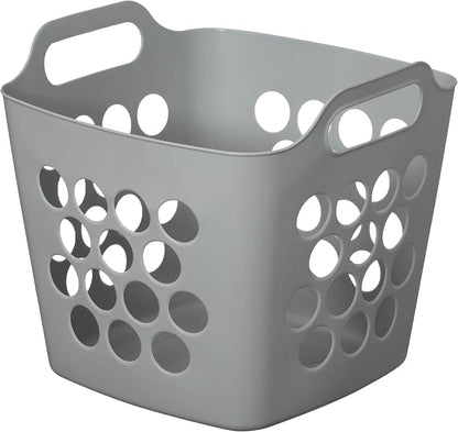 Flexible Plastic Laundry Basket - Square Storage Hamper with Side Handles for Easy Carrying - Versatile Organizer for Laundry, and Household Storage, 28 Litter Gray