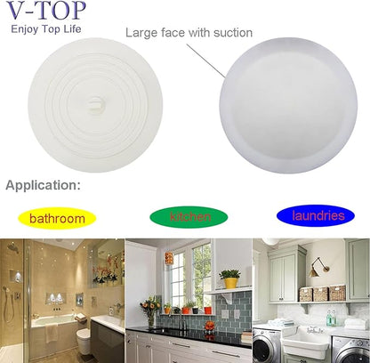 Shower Drain Hair Catcher Tub Stopper, V-TOP Drain Cover for Shower to Catcher Hair, Silicone Bathtub Drain Plug Suit for Bathroom Kitchen and Laundry, 4 Pack