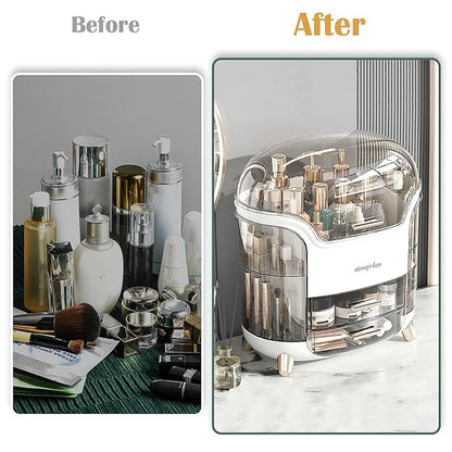 Makeup Organizer & Skincare Organizers, Cosmetic Organizer Box for Countertop with Lid & Drawers, Make Up Storage Organizer with Waterproof & Dustproof Cover, Birthday Gifts for Vanity Women Girls