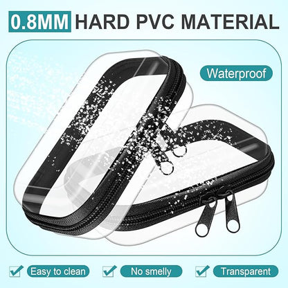 Sanwuta 6 Pcs Clear Hard Zipper Case Plastic Zipper Pouches Transparent Makeup Bag Pencil Case Pouches Toiletry Diaper Bag for Travel Toy Storage Organizer Bins(Black,5 x 3 x 2 Inch)