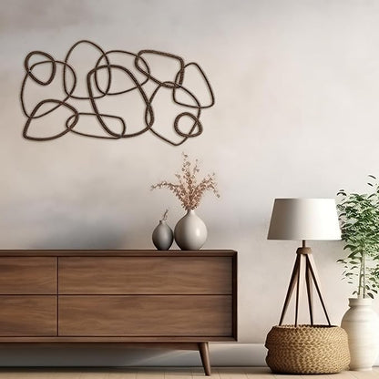 SIGNLEADER Metal Wall Decor Geometric Loops Minimalist Modern Abstract Wall Sculpture Hangings Home Decoration for Living Room, Bedroom, Bathroom, Kitchen, Outdoor - 24" Bronze