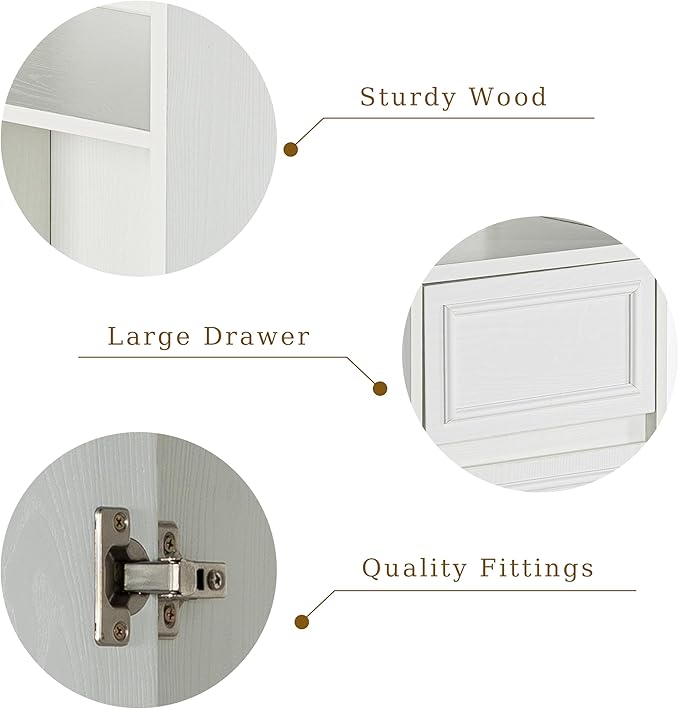Tall Bathroom Storage Cabinet, Wall Mounted or Floor Mounted,Narrow Slim Wall Cabinet with 2 Door, 1 Drawer, Open Shelf for Living Room, 11.81" D x 11.81" W x 65" H (Embossed White, 1 PCS)