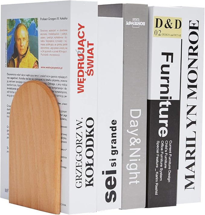 Pandapark Wood Bookends,Non-Skid Bookend for Shelves,Heavy Duty Bookends,Book Stand for Books/CDs,1 Pair