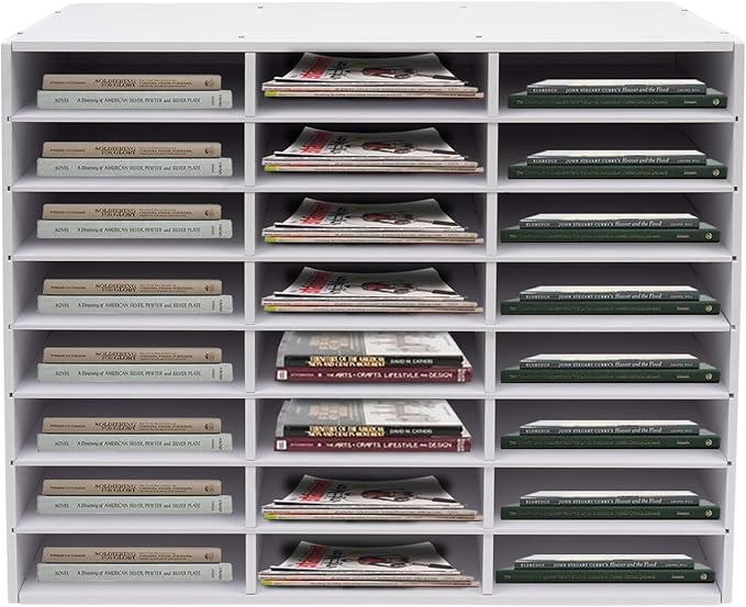 Mail Sorter Organizer, 24 Compartments Mailbox for Classroom, Desktop File Organizer with Adjustable Shelves, for Office Home Classroom, White