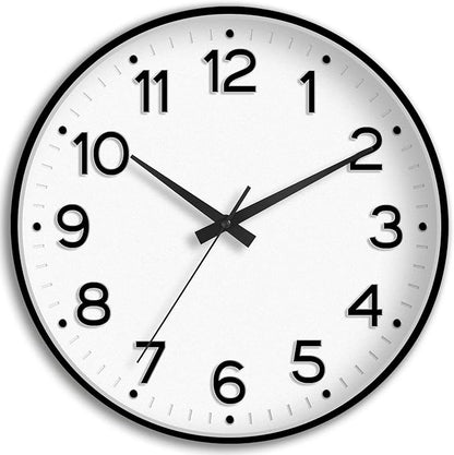Roymnie Wall Clock 10 Inch Silent Wall Clocks Battery Operated-Modern Non Ticking Analog Clock Decorative for Kitchen Bedroom Office (Black)