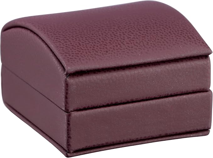 Luxury Dome-Shape Leather Earring Box for Women & Girls – Jewelry Gift Box Ideal for Studs, Small Hanging Earrings – Earring Case with Cream Ribbed Outer Box & Matching Bow Ribbon