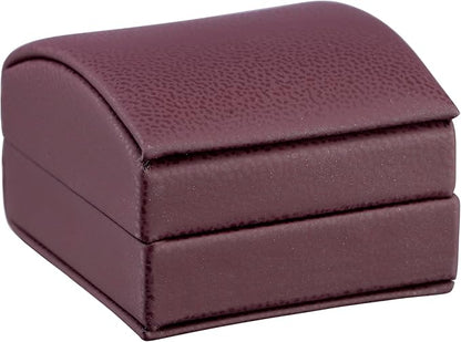 Luxury Dome-Shape Leather Earring Box for Women & Girls – Jewelry Gift Box Ideal for Studs, Small Hanging Earrings – Earring Case with Cream Ribbed Outer Box & Matching Bow Ribbon