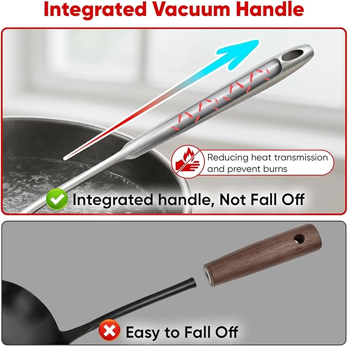 Newness 16 Pcs Cooking Utensils Set, 304 Stainless Steel Kitchen Utensils Set, Metal Kitchen Accessories, Include Soup Ladle, Slotted Skimmer Spoon, Spaghetti Spoon and Spatula, Dishwasher Safe