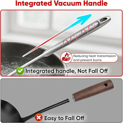 Newness 16 Pcs Cooking Utensils Set, 304 Stainless Steel Kitchen Utensils Set, Metal Kitchen Accessories, Include Soup Ladle, Slotted Skimmer Spoon, Spaghetti Spoon and Spatula, Dishwasher Safe