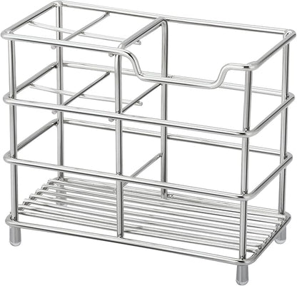 Urbanstrive 304 Stainless Steel Bathroom Toothbrush Holder Toothpaste Holder Stand Bathroom Accessories Organizer, Silver