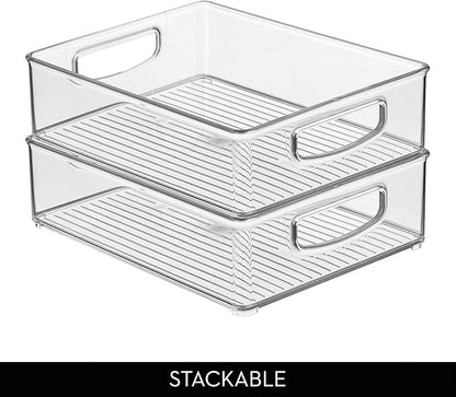 iDesign Stackable Plastic Handle Bin Assortment Set - Storage Organizers for Kitchen, Fridge, Pantry, Home -18 Pack, Clear