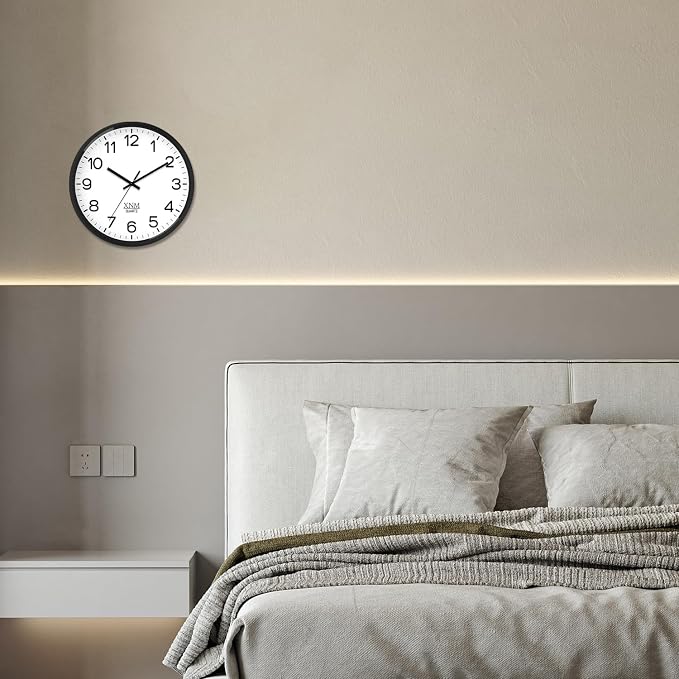 XNM 2 Pack Black Wall Clock 8 Inch Small Classic Wall Clocks Battery Operated Modern Minimalist Wall Clock for Living Room Bedroom Silent Non Ticking