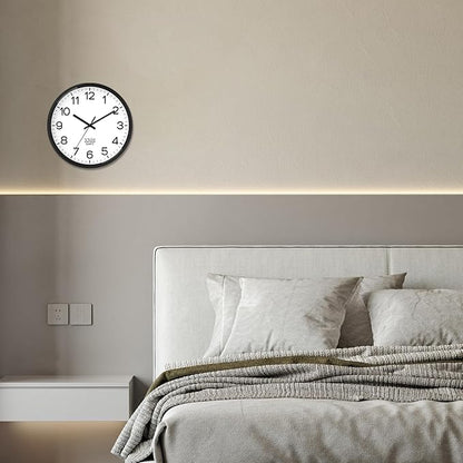 XNM 2 Pack Black Wall Clock 8 Inch Small Classic Wall Clocks Battery Operated Modern Minimalist Wall Clock for Living Room Bedroom Silent Non Ticking