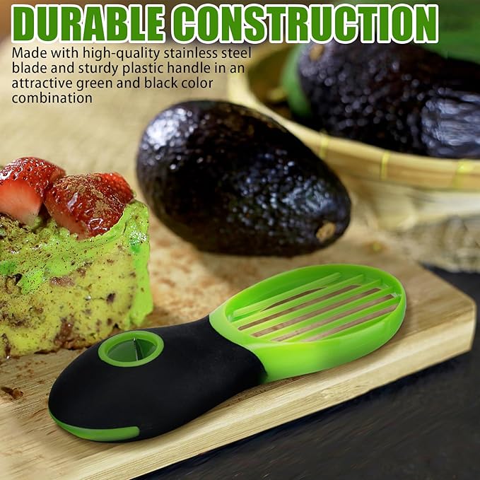 Good Grips 3-in-1 Avocado Slicer, Stainless Steel Blade, Manual Kitchen Tool, Dishwasher Safe Green