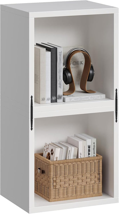 DIY Cube Storage Organizer, Stackable Display Bookcase with Anti-Tip Design, Modular Cubby Storage System for Bedroom, Office, Dorm, 2 Storage Cube, White