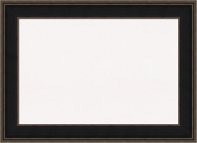 Amanti Art White Cork Board for Wall, 32x44 Vision Board with Brown Wood Frame, Large Corkboard Office Decor for Home Organization, Casual Corkboard Pinboard to display items for home organization