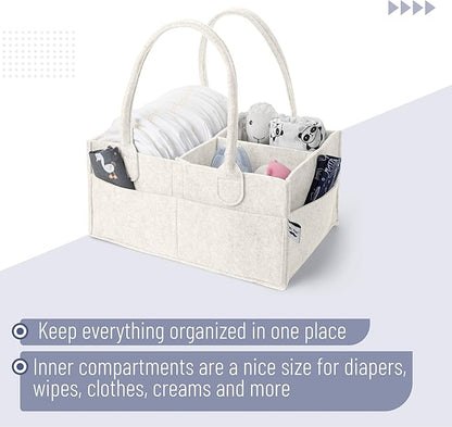 Mr. Pen- Baby Diaper Caddy Organizer, Beige, Medium, Nursery Storage Bin and Car Organizer for Diapers and Baby Wipes