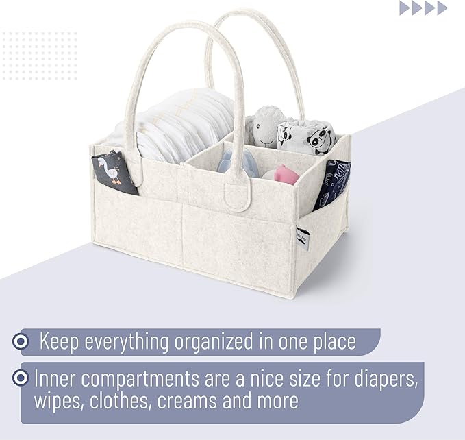 Mr. Pen- Baby Diaper Caddy Organizer, 2 Pack, Beige, Nursery Storage Bin and Car Organizer for Diapers and Baby Wipes
