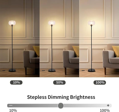 MAYNA Living Room Floor Lamp, Modern Vertical Lamp with Clear Bubble Shade, 67" Tall, Suitable for Bedroom, Study, Office (Includes 2700K Bulb) (Black and Clear)