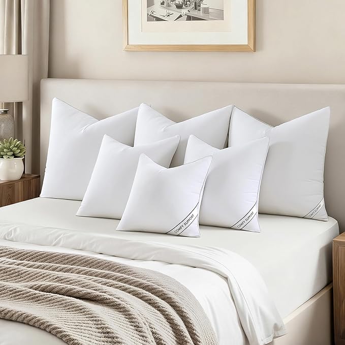 MIULEE 26x26 Inch Pillows Inserts, Pack of 4 Down Alternative Virgin Filling Comfy Support Throw Pillows for Sofa Couch Bed