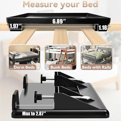 Bedside Shelf Dorm Bunk Bed, Bedside Caddy Shelf Dorm Bed, No Drill College Nightstand Organizer for Personal Items Books Glasses Apartment Bedroom Compact Space Solution Small+Black