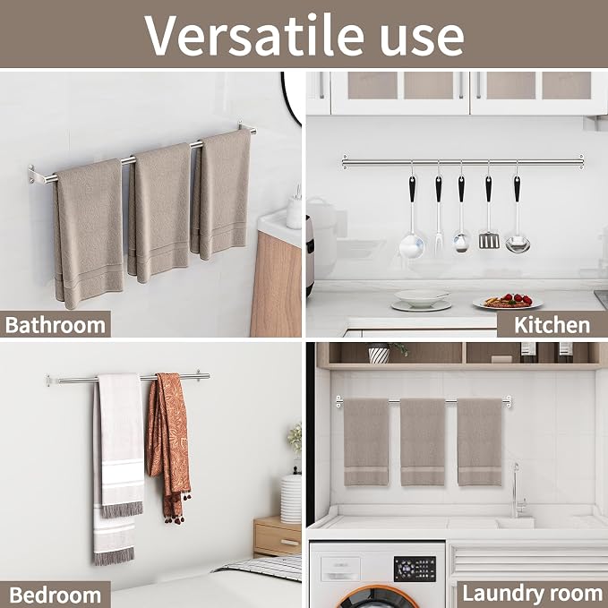 JUYSON 30 Inch Bathroom Towel Bar, Towel Racks for Bathroom Wall Mounted, Stainless Steel Heavy Duty Modern Single Towel Bar Holder Towel Rod Wall Mounted(Single Bar-Brushed Nickel, 30 in)