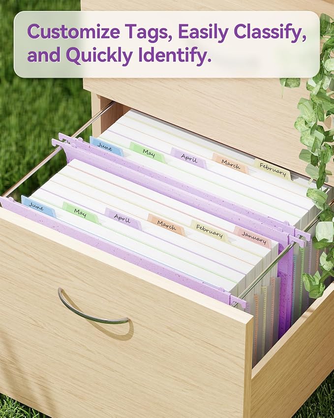 ANSOOK Wheat Straw Expanding Hanging File Folders Legal Size,1.2" Accordion Pockets File Organizer,3 Pack Filing Cabinet Folders,Large Capacity File Folder with Tabs,Purple Hanging File for Frame Box