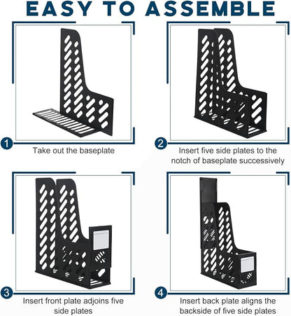 Glenmal 12 Pack Magazine Organizers Binder Organizer for Desk Plastic Vertical File Holder Magazine Racks Desk Accessories for Office, Home, or School (Black)