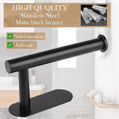 JOPOFI Toilet Paper Holder - Self Adhesive Toilet Paper Holder Wall Mount for Bathroom, Command Strip Stainless Steel Toilet Paper Roll Holder Stick On Wall, No Drilling - Matte Black（2 Pcs）