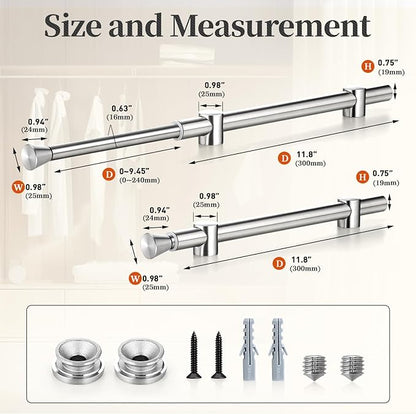 2Pcs Valet Rod for Closet Pull Out, Adjustable Heavy Duty Closet Valet Rod, Metal Stainless Steel Closet Rods for Hanging Clothes, Scarf, Pants