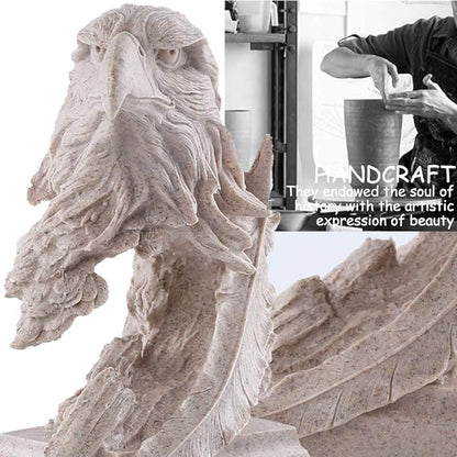 H&W Sandstone Bald Eagle Figurines - The USA's National Emblem - Statue Decoration for Home/Study/Living Room, Great Collectible Figurines, Best Gift for The Man, Sandstone Color (HH17-D4)