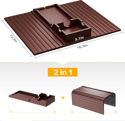 Bestjing Bamboo Couch Armrest Table, Sofa Arm Tray with Detachable Couch Cup Holder- 2 in 1 Anti-Slip Foldable Sofa Armchair Caddy Table for Drinks Cellphone TV Remote Snacks (Walnut)