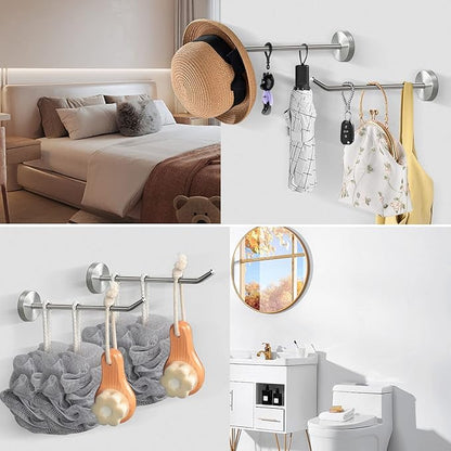 NearMoon Coat Hooks, Wall Mount Hooks for Hanging Hat Hurse Robe, 304 Stainless Steel Heavy Duty Towel Hangers for Bathroom Livingroom Hotel Kitchen Garage, 6 Pack (8 Inch, Brushed Nickel)