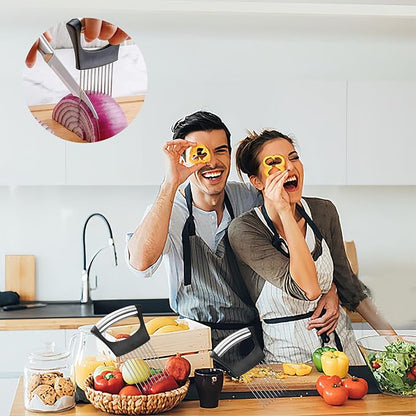 1Pc Onion Holder for Slicing, Onion Cutter for Slicing and Storage Onions, Tomato, Lemon, Eggs and Vegetables, Stainless Steel Onion Holder, Onion Slicer