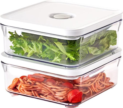 VAKUEN Premium Airtight Food Storage Containers, Mini Square 2pc/set(0.85qt), Smart One-Click Seal Lid, No Hinges, 100% Leak Proof, BPA-FREE, Dishwasher, Freezer & Microwave Safe