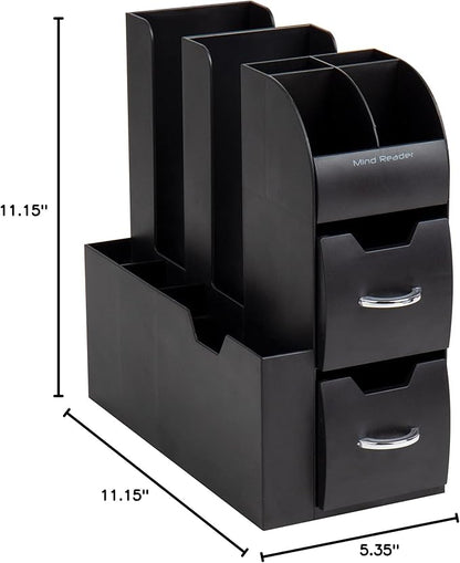 Mind Reader Cup and Condiment Station, Countertop Organizer, Coffee Bar, Kitchen, Stirrers, 5.35" W x 11.25" L x 11.15" H, Black (Pack of 8)