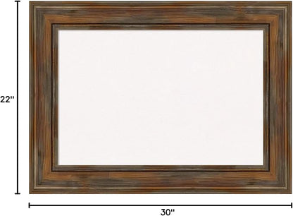 Amanti Art White Cork Board for Wall, 22x30 Vision Board with Brown Wood Frame, Medium Corkboard Office Decor for Home Organization, Country Rustic Corkboard Pinboard to Display Items for Home