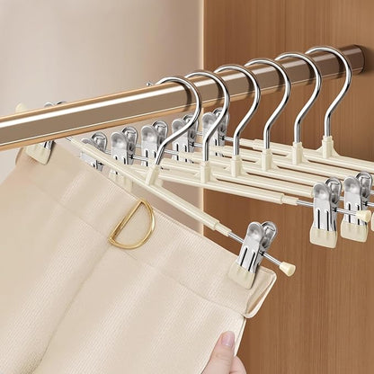 Pants Hangers with Clips 20PACK Adjustable Skirt Hangers for Women Metal Non-Slip Trousers Hanger Heavy Duty Space Saving Clothes Hanger for Shorts,Jeans,12Inch Lvory