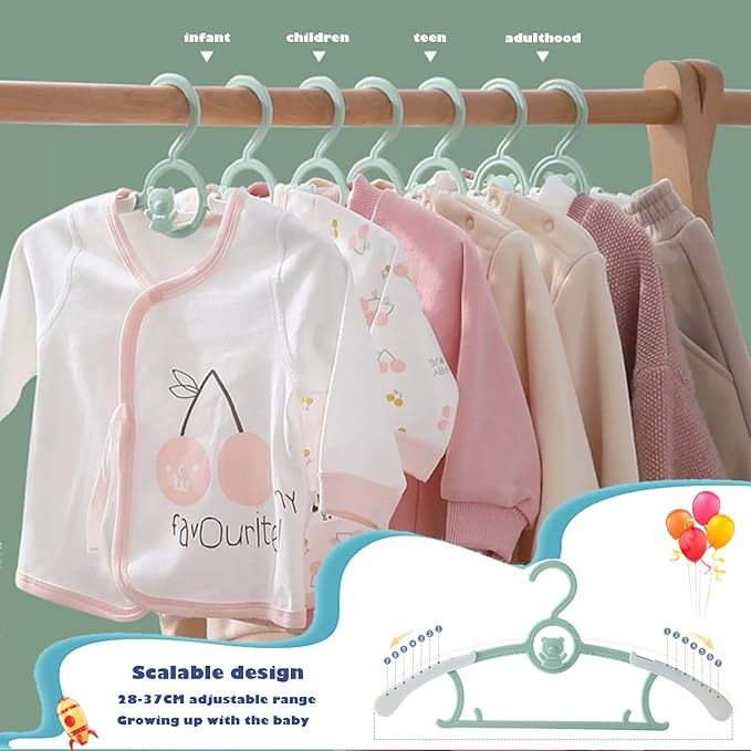 JSF Baby Hangers,20 Pack Baby Clothes Hangers for Closet Kids,Save Space Plastic Hangers Toddler Infant Nursery Child Small Children(Green)