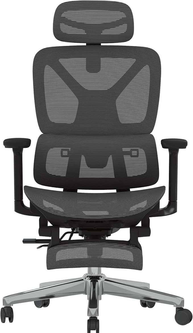 FLEXISPOT ErgoX Premium Ergonomic Office Chair with Footrest- Adjustable 3D Armrests, Dynamic Lumbar Support, Recline & Tilt Function, Mesh Seat, for Home & Office Use,Dark Grey