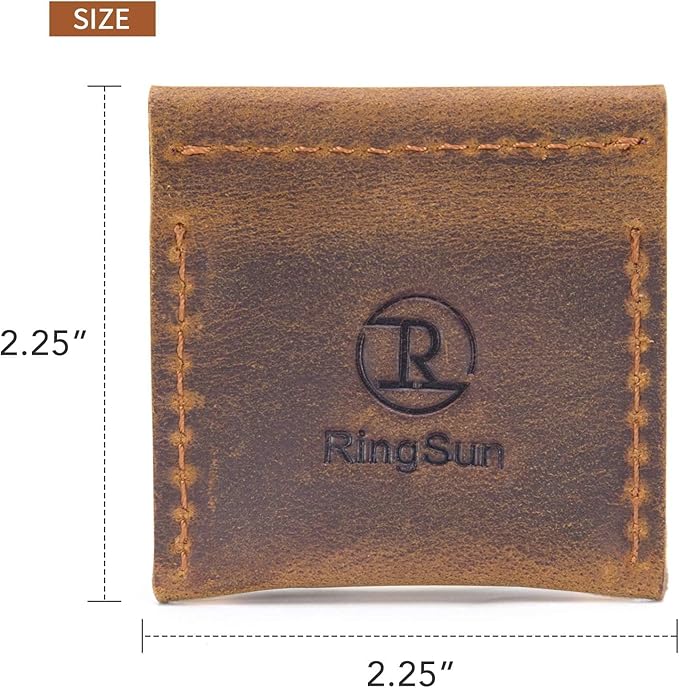 Ringsun Genuine Leather Ring Pouch, Handcrafted Small Ring Box for Men & Women, Portable Jewelry Organizer and Storage Gifts for Women for Marriage Travel Proposal Engagement Wedding, Brown